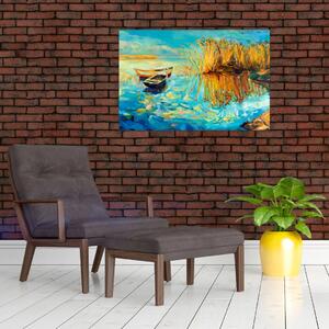 Slika - Jezero s čolni (90x60 cm)