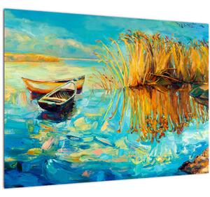 Slika - Jezero s čolni (70x50 cm)