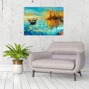 Slika - Jezero s čolni (70x50 cm)
