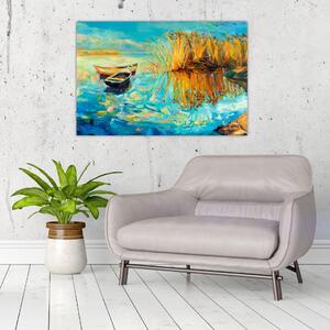 Slika - Jezero s čolni (90x60 cm)