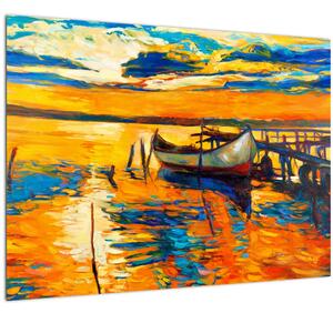 Slika - Čoln ob sončnem zahodu (70x50 cm)