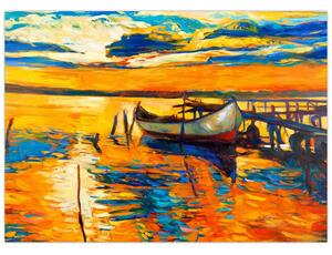 Slika - Čoln ob sončnem zahodu (70x50 cm)