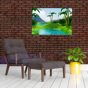 Slika - Jezera v džungli (90x60 cm)