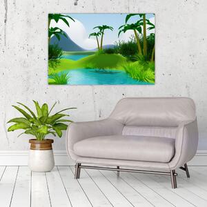 Slika - Jezera v džungli (90x60 cm)