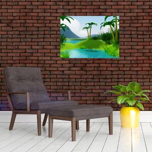 Staklena slika - Jezera v džungli (70x50 cm)