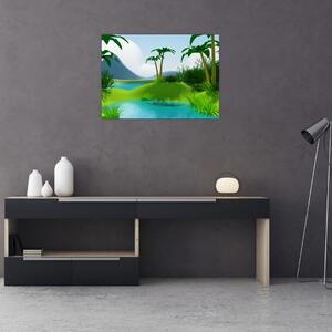 Staklena slika - Jezera v džungli (70x50 cm)