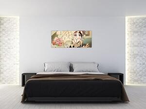 Slika - Kubizem - harlekin in vrtnica (120x50 cm)