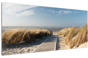 Slika - Peščena plaža na otoku Langeoog, Nemčija (120x50 cm)