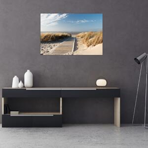 Slika - Peščena plaža na otoku Langeoog, Nemčija (90x60 cm)