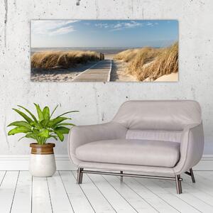 Slika - Peščena plaža na otoku Langeoog, Nemčija (120x50 cm)