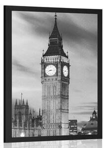 Plakat Big Ben u Londonu u crno-bijelom dizajnu