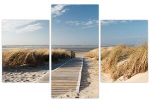 Slika - Peščena plaža na otoku Langeoog, Nemčija (90x60 cm)
