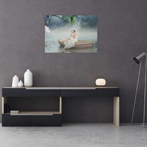 Staklena slika - Ženska na čolnu (70x50 cm)