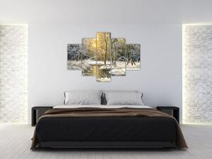 Slika - Koča v gozdu, oljna slika (150x105 cm)