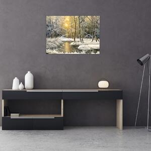 Slika - Koča v gozdu, oljna slika (70x50 cm)