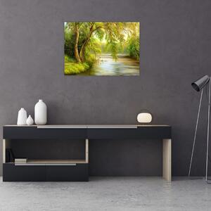 Slika - Vrba ob jezeru, oljna slika (70x50 cm)