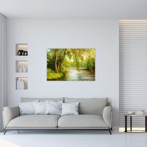Slika - Vrba ob jezeru, oljna slika (90x60 cm)