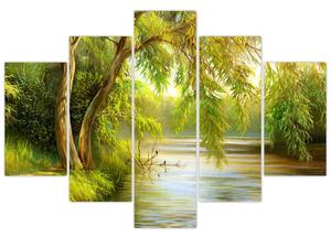 Slika - Vrba ob jezeru, oljna slika (150x105 cm)