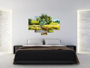 Slika - Reka med travniki, oljna slika (150x105 cm)