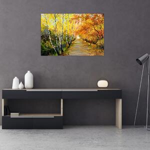Slika - Romantična uličica ob vodi, oljna slika (90x60 cm)