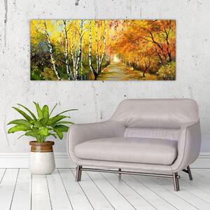 Slika - Romantična uličica ob vodi, oljna slika (120x50 cm)