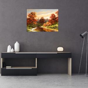 Podoba reke v jesenski pokrajini, oljna slika (70x50 cm)