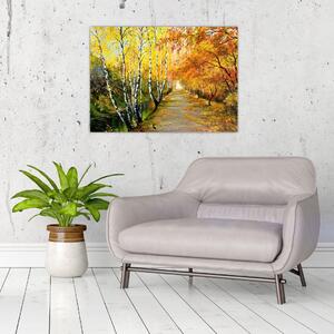 Slika - Romantična uličica ob vodi, oljna slika (70x50 cm)