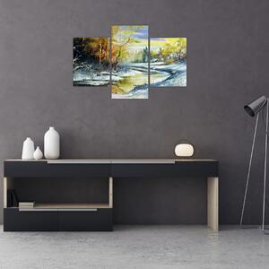 Slika zimske reke, oljna slika (90x60 cm)