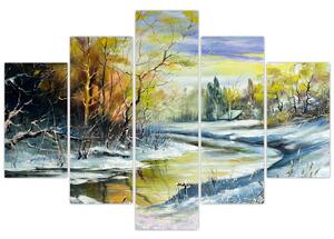Slika zimske reke, oljna slika (150x105 cm)