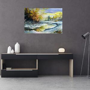 Slika zimske reke, oljna slika (90x60 cm)