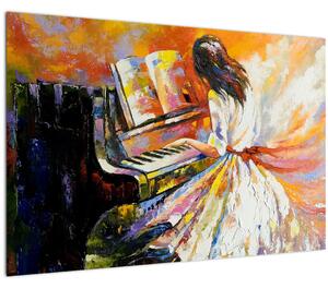 Slika - Ženska igra klavir (90x60 cm)