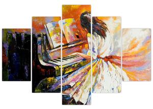 Slika - Ženska igra klavir (150x105 cm)