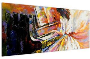 Slika - Ženska igra klavir (120x50 cm)