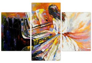 Slika - Ženska igra klavir (90x60 cm)