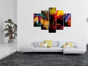 Slika - Barvita abstrakcija mesta (150x105 cm)