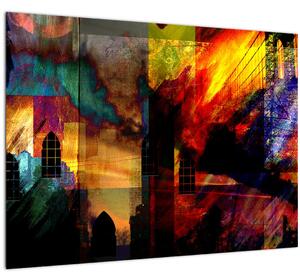 Slika - Barvita abstrakcija mesta (70x50 cm)