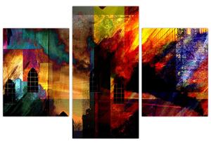 Slika - Barvita abstrakcija mesta (90x60 cm)