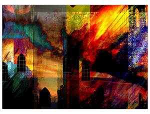 Slika - Barvita abstrakcija mesta (70x50 cm)