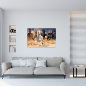 Slika - Konji v puščavi (90x60 cm)