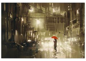 Slika - Ženska v deževni noči (90x60 cm)