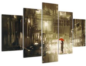 Slika - Ženska v deževni noči (150x105 cm)