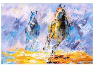 Slika bežečih konjev, oljna slika (90x60 cm)