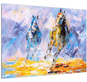 Slika bežečih konjev, oljna slika (70x50 cm)