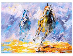 Slika bežečih konjev, oljna slika (70x50 cm)