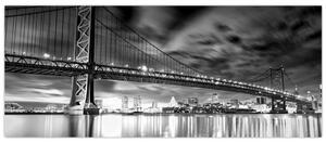 Slika - Most Benjamina Franklina, Philadelphia, črno-bela (120x50 cm)