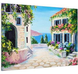 Slika - Grška uličica, oljna slika (70x50 cm)