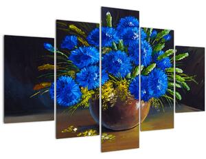 Slika modrih rož v vazi (150x105 cm)