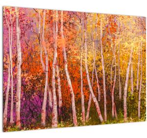 Staklena slika pisanega gozda (70x50 cm)