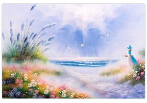 Slika - Romantična plaža, oljna slika (90x60 cm)