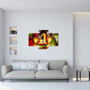Slika - Oljna slika, abstraktni obrazi (90x60 cm)